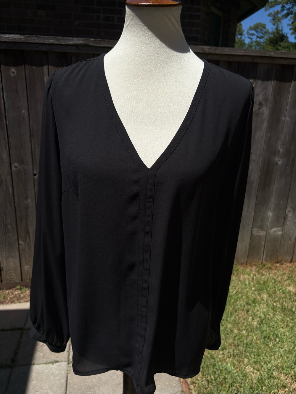J. Crew Factory Black V-Neck Long-Sleeve Blouse